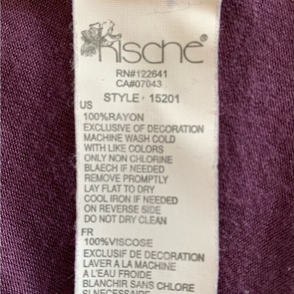 KISCHE - burgundy TOP short flowy cap sleeves, square neckline Medium - Picture 5 of 7